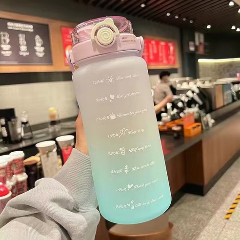 BLOWFISH FUGU 귀여운 스포츠 물통 대용량 휴대용 물통 빨대 + 손잡이 포함, 1.5L, B퍼플입니다
