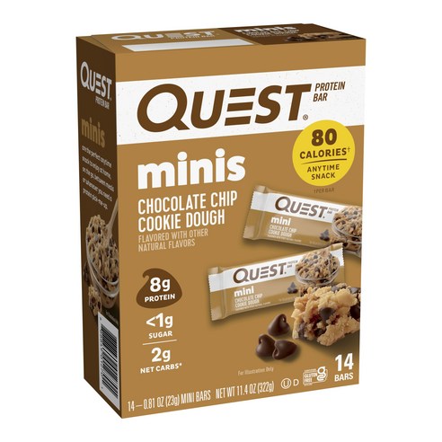영양가 풍부하고 맛있는 Quest Nutrition 미니 바 초콜릿 칩 쿠키 도우 맛