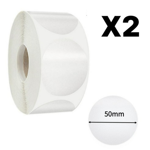 빅쓰리몰 원형 라벨 방수 봉인 포장용 실링 롤 스티커, 2개, 투명 원형 스티커 50mm 500p