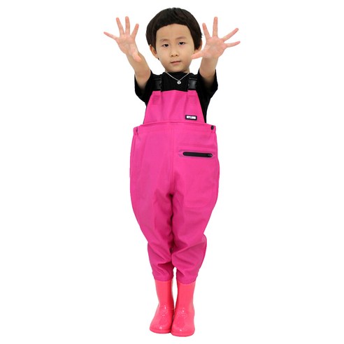 마이랭 어린이 갯벌체험옷 갯벌장화옷 전신장화 해루질 가슴장화 일체형장화, 고급형_핑크, 220