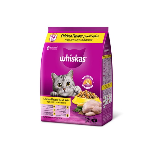 위스카스 포켓 고양이 건식 사료, 닭, 3kg, 1개