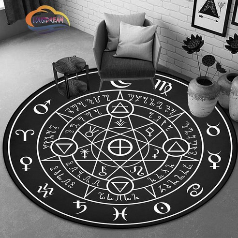 오각형 상징 bla Rug Sun Moon 둥근 양탄자 염소 머리 Satan 손을 가진 Ouija 보드 신비감 요술 고스, 150cm, 1, 1개