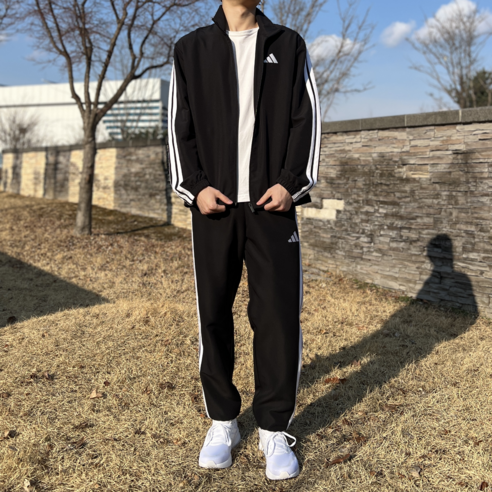 아디다스 SWTT 남성 우븐 트레이닝 상하의 세트 러닝 축구 스포츠 트레이닝 운동복 블랙