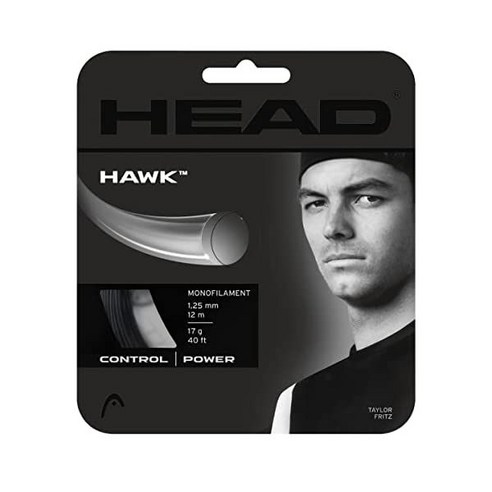 헤드 Head Hawk 터치 테니스 라켓 스트링, 12-14, Black