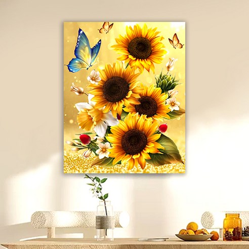 액자 캔버스형 보석십자수 DIY 키트 40 x 50 cm, SZX018.해바라기