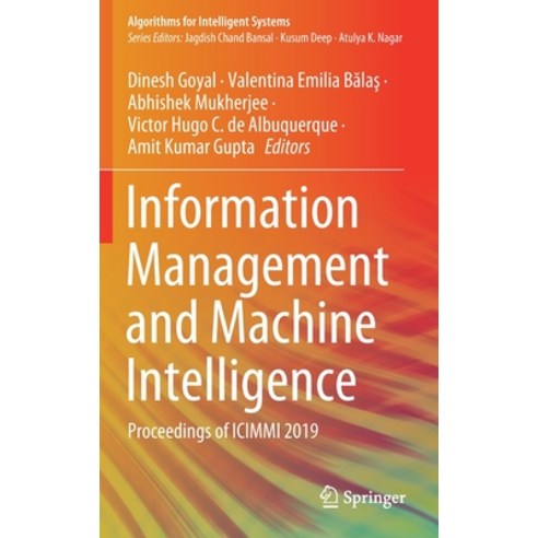 Information Management and Machine Intelligence: Proceedings of ICIMMI 2019 Hardcover, Springer