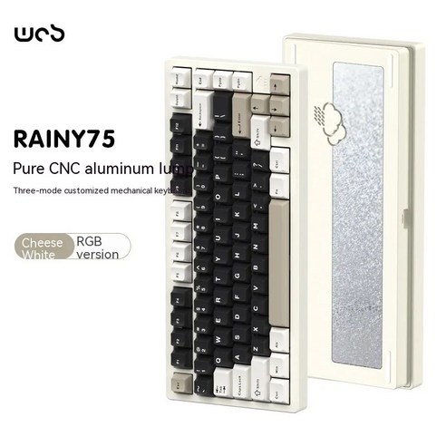 WOB Rainy75 레이니75 GASKET 블루투스 알루미늄 RGB 가스켓 기계식 무선, FREE, 치즈화이트RGB-스노우잉크샤프트, 눈 잉크 축