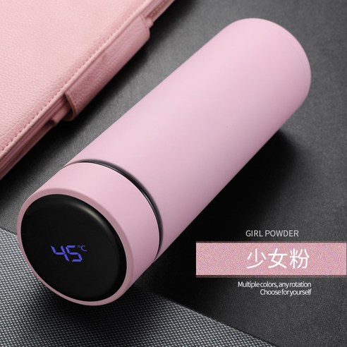 Poptven 주전자 304 단일 층 스테인리스 스포츠 주전자 자전거 타고 야외 주전자, 500ml, B526 온도 핑크