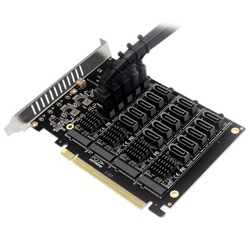 Xzante PCI-E SATA 카드 PCIE X16 NVME M.2 RAID 어레이 확장 20포트 어댑터 JMB585 칩, 검은 색