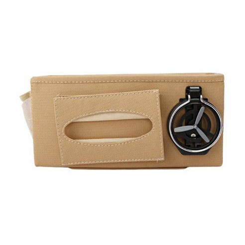 컵 홀더가있는 범용 카시트 주최자 Mutil-Pockets PU 가죽 보관 가방 케이스 티슈 전화 스낵 작은 품목 물병, 베이지, {"사이즈":"14.5x30x9.4cm"}, {"수건소재":"PU 가죽"}