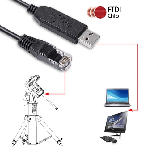 Skywatcher EQMOD EQDir Goto 적도 마운트 데이터 케이블 FTDI FT232RL 칩셋 포함 HEQ5pro AZEQ5 AZEQ6 EQ6-R 망원경용, 3m, Black, 1개