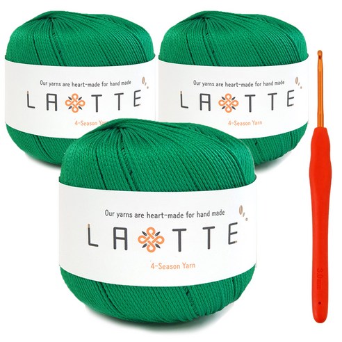 라떼(65g)x3볼+모사용코바늘5/0호(3.0mm), 24_그린