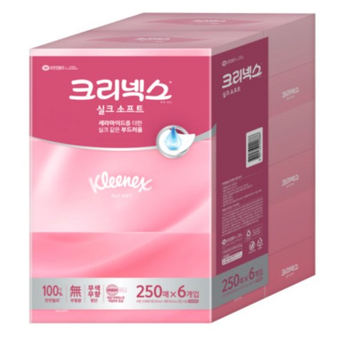 크리넥스 실크소프트 250매 X3개입 2팩, 250개입, 6개