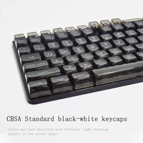 크리스탈 키캡 CBSA 기계식 투명 블랭크 체리 키캡 ABS 프로파일 키 132 백라이트 키보드용, 없음, 3) Black White, 3.Black White