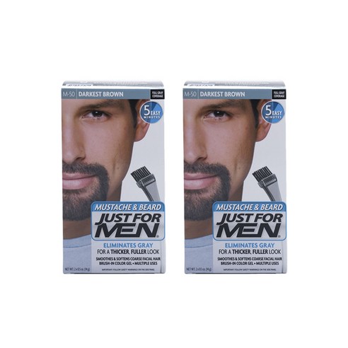 저스트포맨 Just For Men 머스태쉬 앤 비어드 페이셜 헤어 브러쉬-인 컬러 14g, M-50 Darkest Brown, 2개