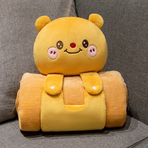 동물 캐릭터 낮잠 담요 쿠션 인형, 곰돌이, 1.0M*1.7M