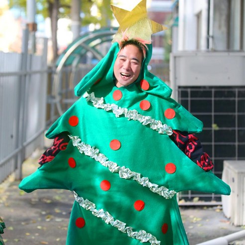 스투피드 X-MAS 크리스마스 산타복, 1세트, 성인 트리 코스튬