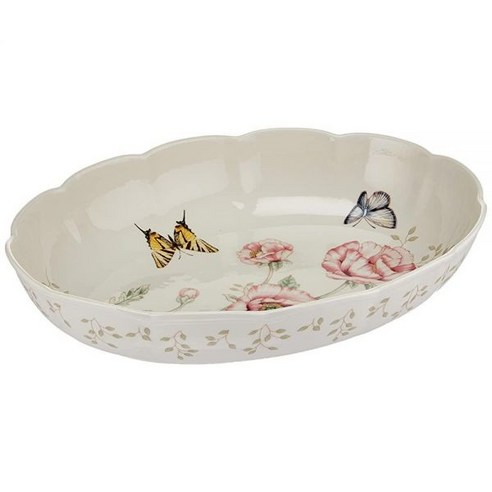 A.MINE Lenox 버터플라이 메도우 사각 식품 보관 용기 544g 멀티컬러165591레녹스, Scalloped Oval Baker