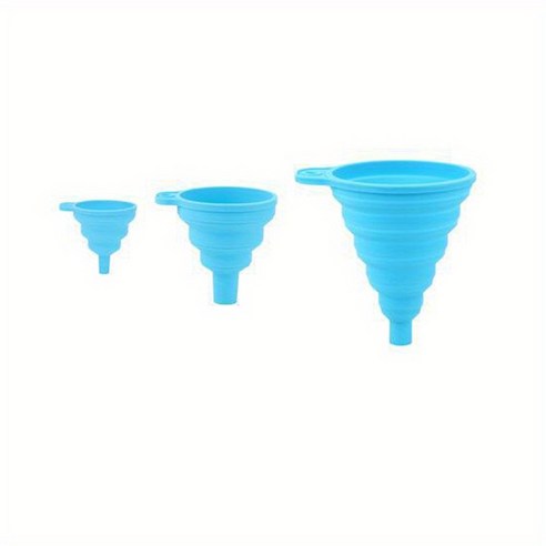셀고 접이식 다용도 실리콘 깔때기 3pcs, 1세트, 블루