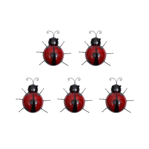 5PCS 10cm 금속 무당 벌레 야외 정원 장식 입상, 설명, 설명, 레드