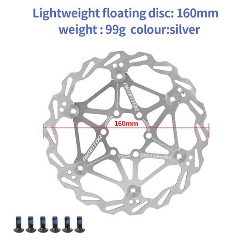 산악 자전거 브레이크 로터 160mm 강력한 열 분산 플로팅 디스크 MTB 패드 액세서리, 실버 160mm