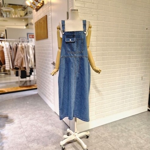 립탁 L245UOP201 멜빵 데님 원피스 르피타원피스