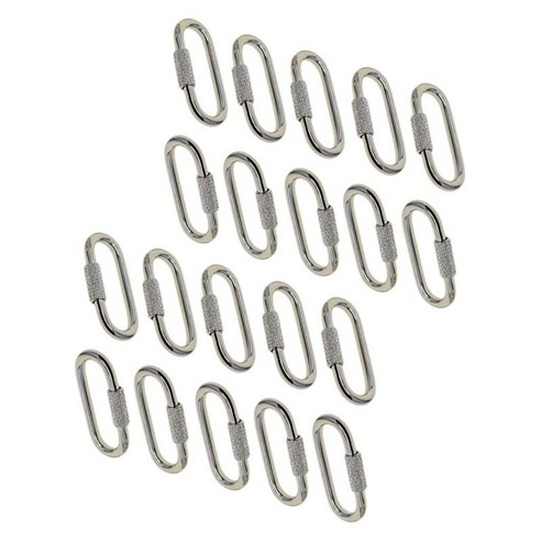 20Pcs 강철 Screwgate 잠금 Carabiner 열쇠 고리 초경량 나사 잠금 O-링 후크 낚시 개 가죽 끈을위한 잠금 후크 야외 동굴, 은