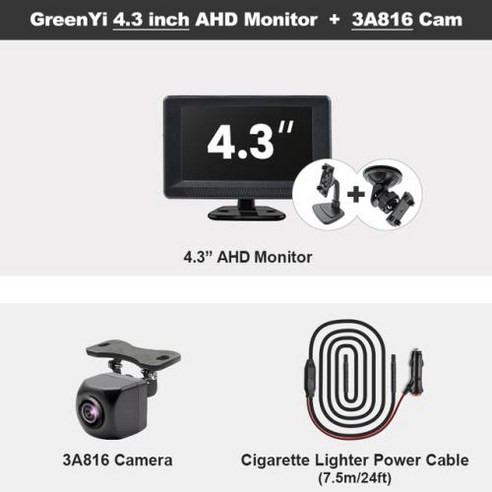 후석 리어 모니터 GreenYi AHD IPS 1080P 야간 자동차 후방 170 ° 역방향 4.3 5/7 인치, 3) 4.3inch and 3A818