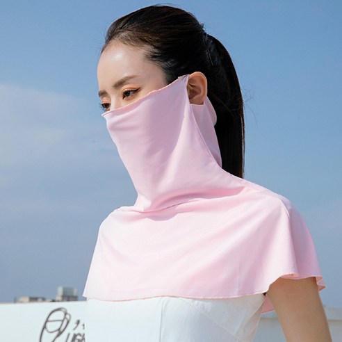 블랑뉴욕 여성용 자외선 차단 얼굴 목 마스크 햇빛가리개 스카프, 핑크