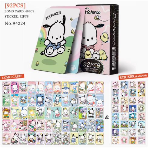 [NEW] 산리오 포토카드 60pcs + 산리오 스티커 32pcs Sanrio photocard, 포차코