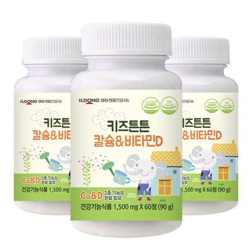 일동생활건강 키즈튼튼 칼슘 앤 비타민D, 3개, 90g