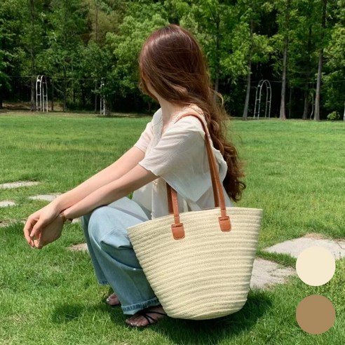 이그노티 여성 라탄 가방 여름 숄더백 비치백