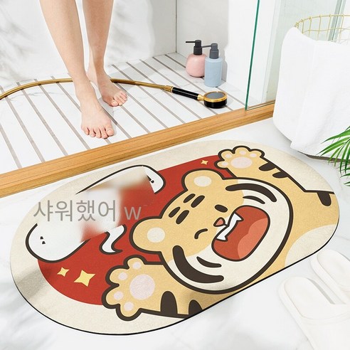 바닥 매트 욕실 흡수성 매트 화장실 문 매트 미끄럼 방지 카펫 화장실 홈 기술 벨벳, 타이거 타이거 외침 입욕, 40×60cm