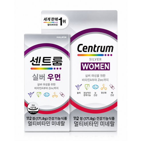 굿픽샵 센트룸 실버 우먼 멀티비타민 여성 종합비타민 미네랄 대용량+고급 사탕 증정, 4개, 112정