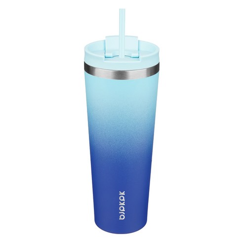 BJPKPK 누수 방지 스테인리스 스틸 보온병 빨대 포함, 1개, 그라데이션 스카이, 780ml
