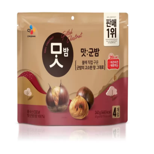 CJ 맛군밤60gx4봉 안주 간식 군밤 약밤 맛밤, 60g, 4개