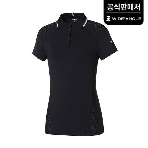 필드 위 스타일을 완성하는 여성 골프 티셔츠: 와이드앵글 WL 에리 변형 펀칭 티셔츠 와이드앵글