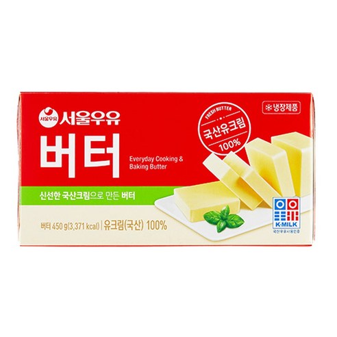 서울우유 국산원유100% 무가염 버터 450g, 4개