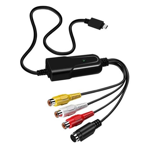 비디오테이프 변환 비디오 테이프 USB 플레이어 동영상 파일 usb type c 오디오 컨버터 캡처 카드 어댑터 그래버 s-video cvbs to digital dvd for, 검은색, 1개