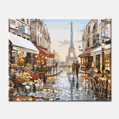 모모픽스페인팅 DIY명화그리기 40x50cm, J32 비오는 파리 에펠탑, 1개