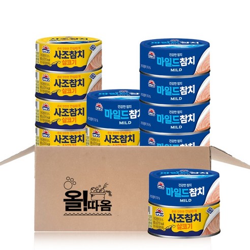 참치캔  올따옴기획 사조 살코기참치85g 6개+마일드참치85g 6개, 1세트