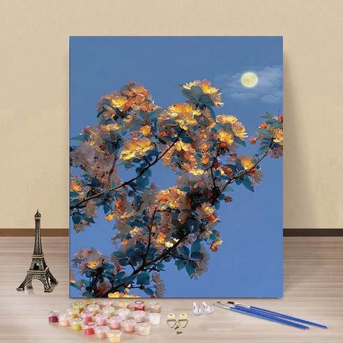 DIY 풍경화 유화 그림그리기 키트, 40*50cm, B113월하 해당화, 1개