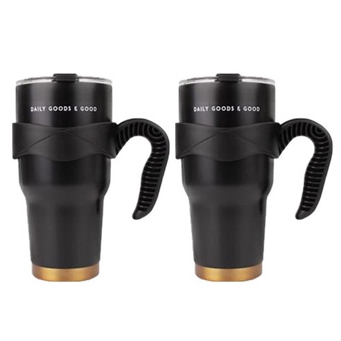 디지지 솔리드 핸들 텀블러 2개, 블랙+블랙, 900ml