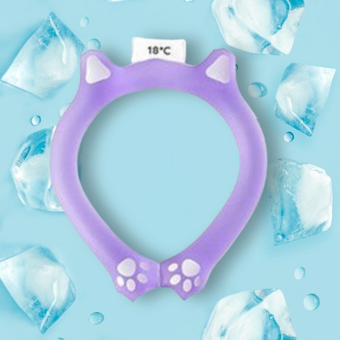 다살꼬양 아이스 넥쿨러 넥밴드 쿨스카프 넥링, 고양이 퍼플
