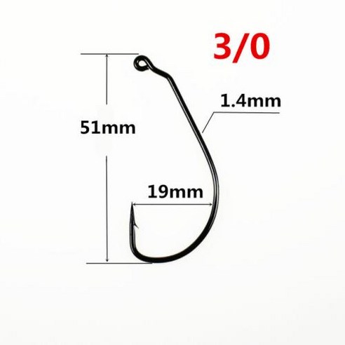 고탄소강 와이드 크랭크 낚시 후크 소프트 루어 웜 낚시 후크 50 개/로트, 1) 1l0