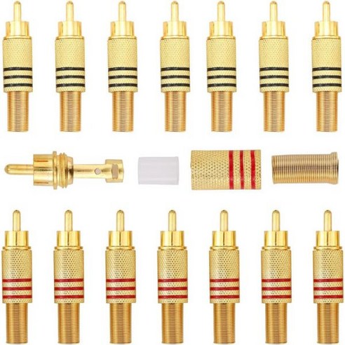 Marke Greluma 12pcs RCA 잭 커플러 스피커용 어댑터 커넥터 케이블 Phono 앰프용 680047, 14 RCA Stecker-2 포노케이블