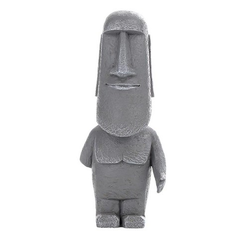 1PC 고대 부활절 섬 동상 복고풍 스타일 모 머리 조각 거실 장식품, 수지, 회색 D.