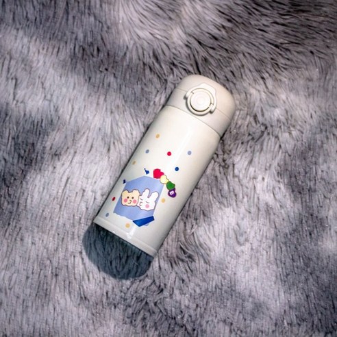 H14 귀여운 입체 만화 점프 보온컵 스테인리스강 작은 물컵 ins 휴대용 컵 선물, 토끼곰 D, 350ML