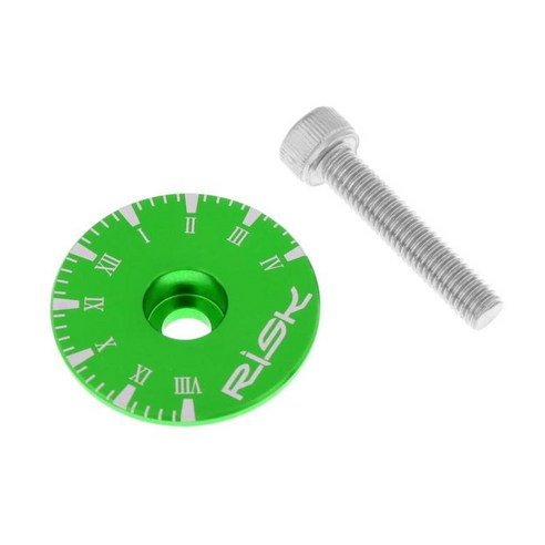 자전거 자전거 사이클링 1-1/8" MTB 알루미늄 스템 탑 캡 커버 헤드셋(나사 포함), 녹색 시계, 28.6mm, 알루미늄 합금