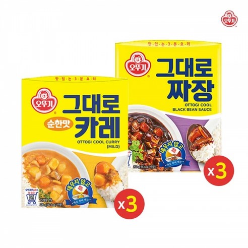 오뚜기 그대로카레 순한맛 200G 3개 + 그대로 짜장 200G 3개, 1개